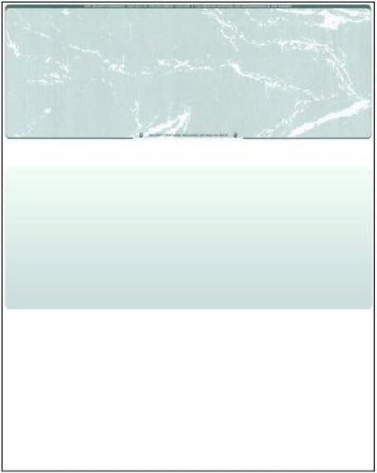 Compuchecks Top Blank Check Paper - 250 Pack, Quick-Books & Laser Printer Compatible - Security Business Checks with Voucher - 8.5" x 11" Green Marble