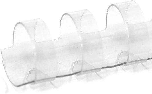 TruBind 14mm (9/16 in.) Comb Binding Spines | 11 in. Length for Letter Size or Smaller Projects | Standard 19-Ring Rectangular Holes | Clear | 105 Sheet Binding Capacity | 100 Pack