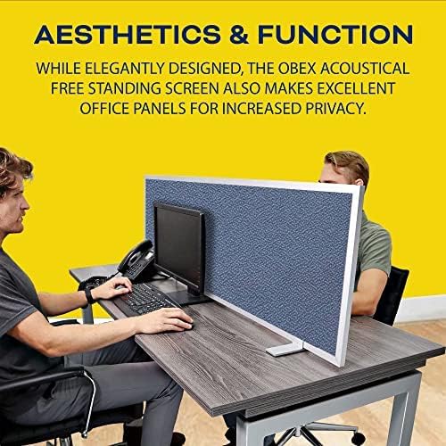 OBEX Acoustical Free Standing Privacy Screen, Cubicle Accessories Desk Privacy Panel, Desk Dividers for Office, Office Furniture Partitions Portable Sound Proof Dividers, 12" x 24", Graphite