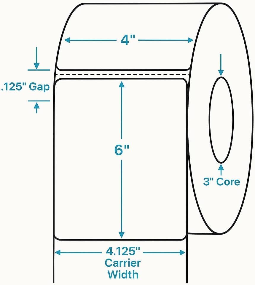 Compulabel 4" x 6" Direct Thermal Labels, White, 3" Core, Perforated, Permanent Adhesive, 2 Rolls, 1000 Labels per roll, 2000 Total