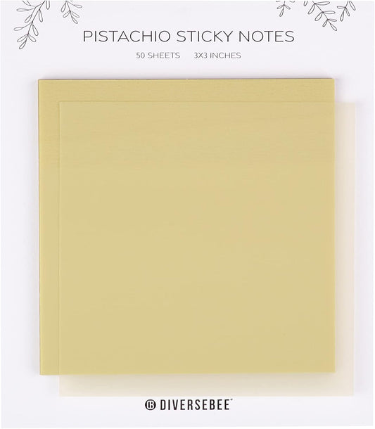 DiverseBee 50 Sheets Pastel Transparent Sticky Notes, 3x3” Clear Sticky Tabs, Translucent Page Flags Book Markers Stickers, Planner Accessories, Bible Journaling Study School Supplies (Pistachio)
