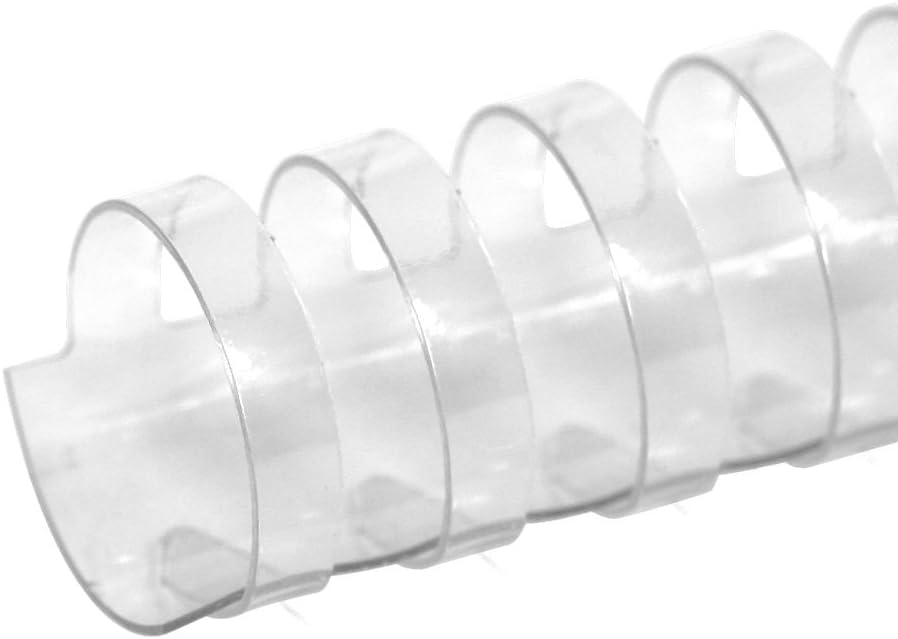 TruBind 25mm (1 in.) Comb Binding Spines | 11 in. Length for Letter Size or Smaller Projects | Standard 19-Ring Rectangular Holes | Clear | 200 Sheet Binding Capacity | 50 Pack
