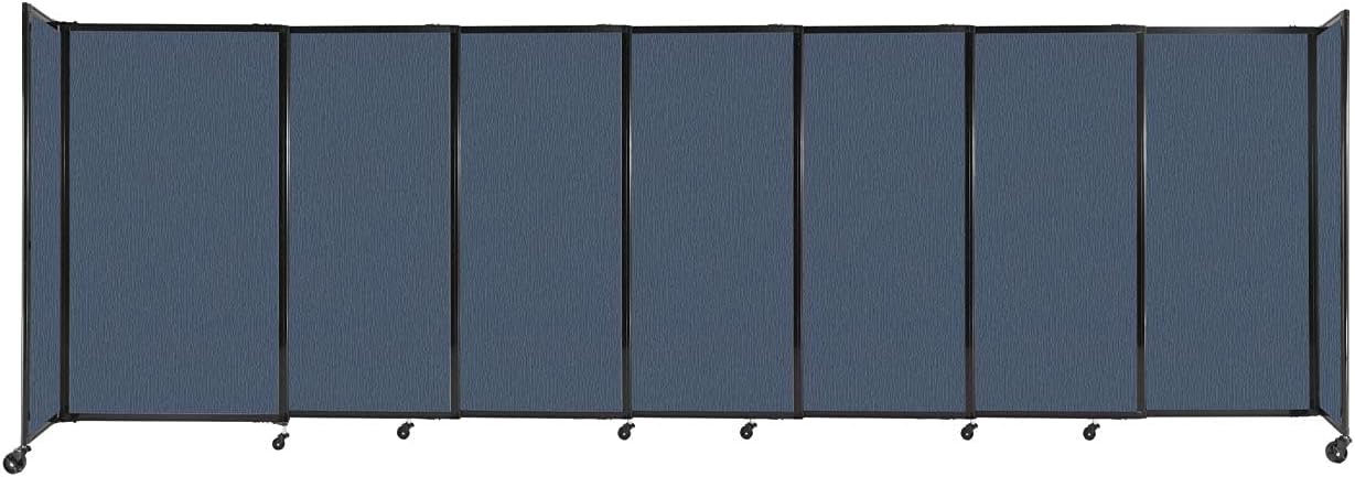 Versare Straightwall Sliding Portable Wall Partition | Freestanding Office Dividers | Locking Wheels | Temporary Room Separator | 15'6'' Wide x 5' Tall Ocean Fabric Panels