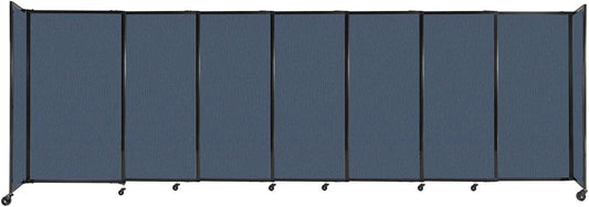 Versare Straightwall Sliding Portable Wall Partition | Freestanding Office Dividers | Locking Wheels | Temporary Room Separator | 15'6'' Wide x 5' Tall Ocean Fabric Panels