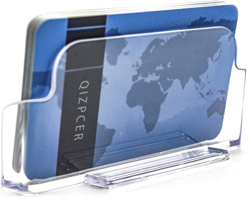 16 Pack Clear Desktop Business Card Holder Display, Plastic Business Card Stand for Office