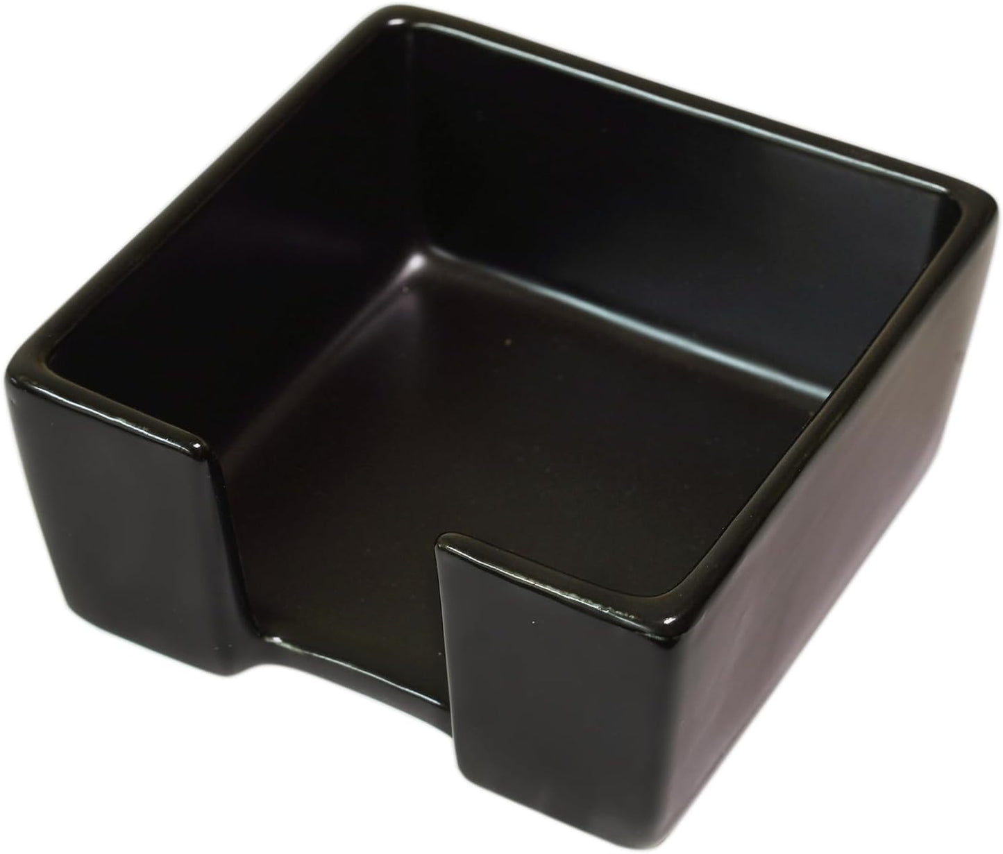 Ceramic Sticky Note Holder, 3 x 3" Sticky Note Dispenser, Notepad Holder for Desk, Office Essentials Organizer (Black)
