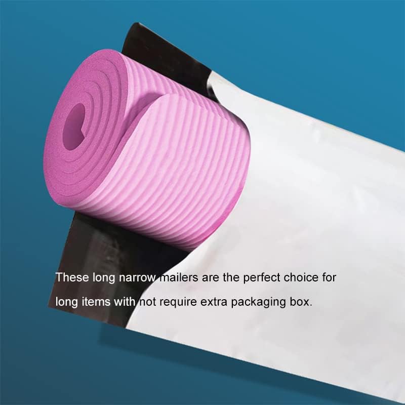 100 Pack 4x30 Inches Long Poly Mailers, Long Shipping Bags White Envelopes Packaging for Unique Narrow Items Mailing