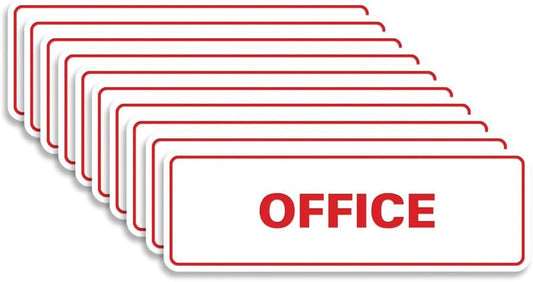 Signs ByLITA Standard Office Sign - Professional Business Signage - Easy to Install (White/Red) - Medium 10 Pack