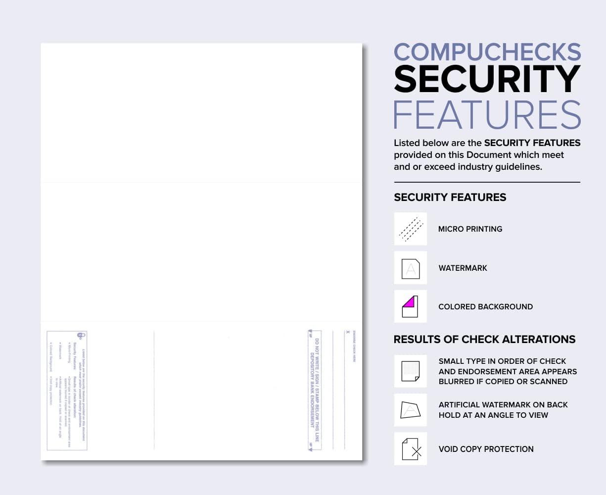 Business Voucher Check Stock - Computer Laser Checks - 500 Sheets, Check on Bottom, Burgundy Marble