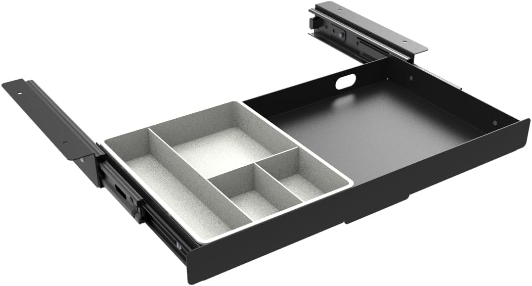 Under Desk Slide Out Pencil Drawer, Storage Organizer 15 Inch Wide, Ball-Bearing Slides, Black (8x14.4 Inch)