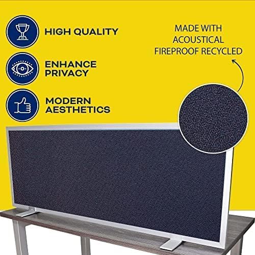 OBEX Acoustical Free Standing Privacy Screen, Cubicle Accessories Desk Privacy Panel, Desk Dividers for Office, Office Furniture Partitions Portable Sound Proof Dividers, 12" x 42", Slate