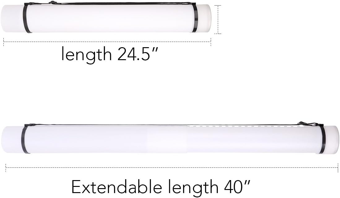 TRANSON Durable Poster Storage Tube with Straps 24"-40" Extendable for Blueprints, Artwork, Maps, Posters Color White