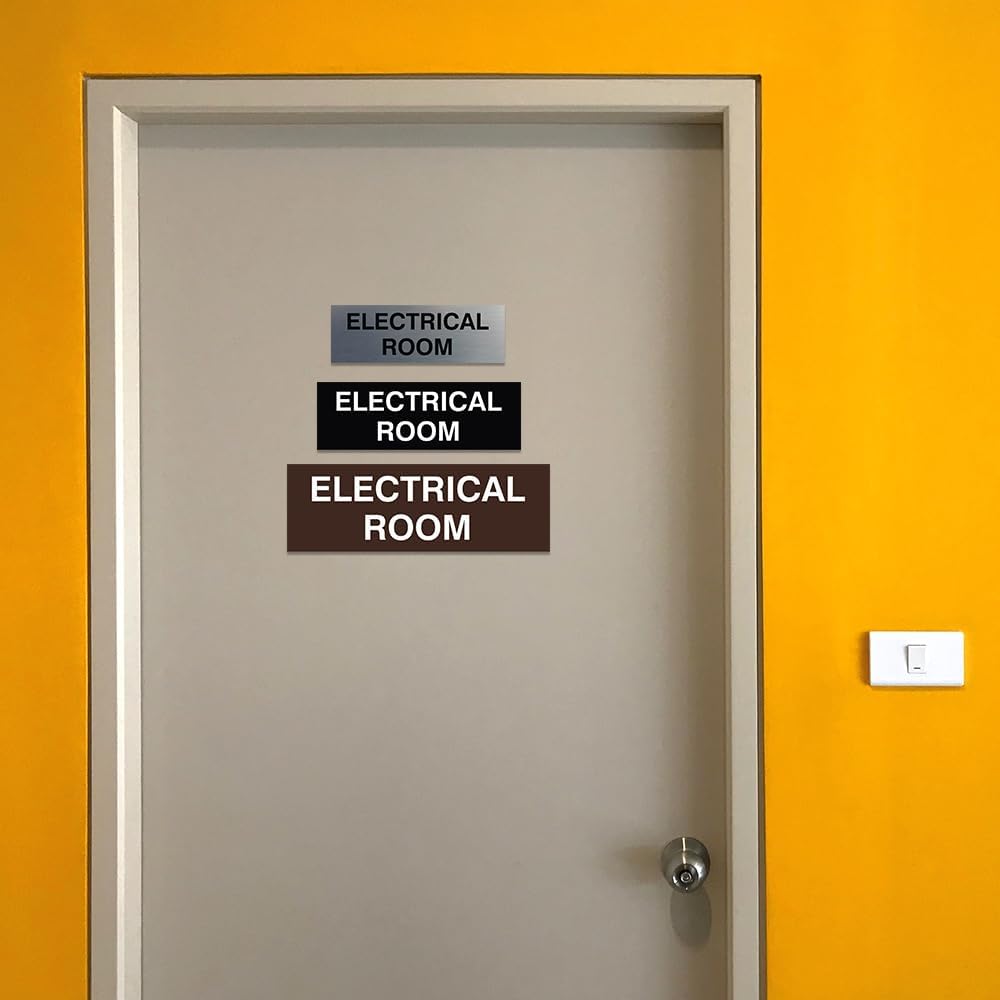 All Quality Basic Electrical Room Door/Wall Sign | Durable Construction | Building Safety - White - Large (1 Pack)