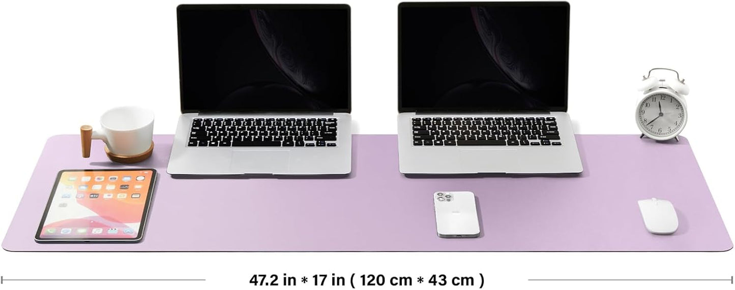 Large Desk Mat - 47.2"x 17" Non-Slip PU Desk Pad for Office and Home - Ideal for Large Mouse Pad and Desk Mats on Top of Desks(Purple)