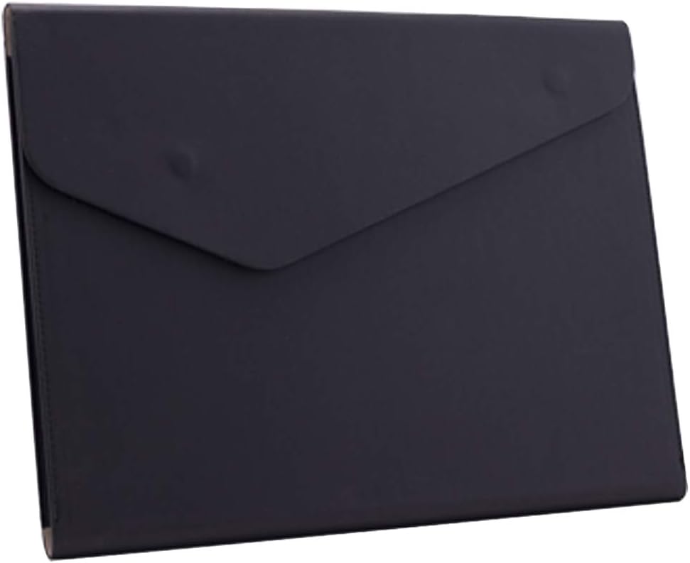 Enyuwlcm PU Leather A4 File Folder Document Holder Waterproof Portfolio Envelope Folder Case with Invisible Magnetic Closure Black