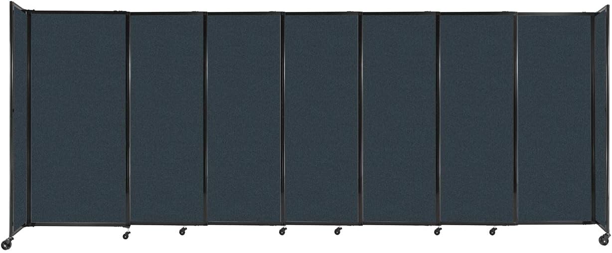 Versare Straightwall Sliding Portable Wall Partition | Freestanding Office Dividers | Locking Wheels | Temporary Room Separator | 15'6" Wide x 6' Tall Blue Spruce Fabric Panels