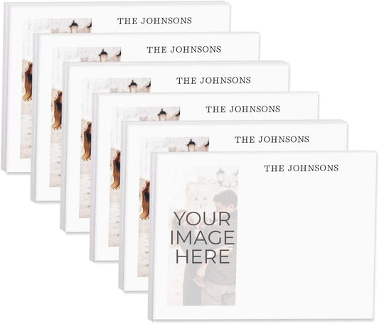Personalized Photo Sticky Note Pads / 4" x 3" Repositionable Custom Sticky Notes / 50 Sheets Per Pad/Set of 6 / Made in USA