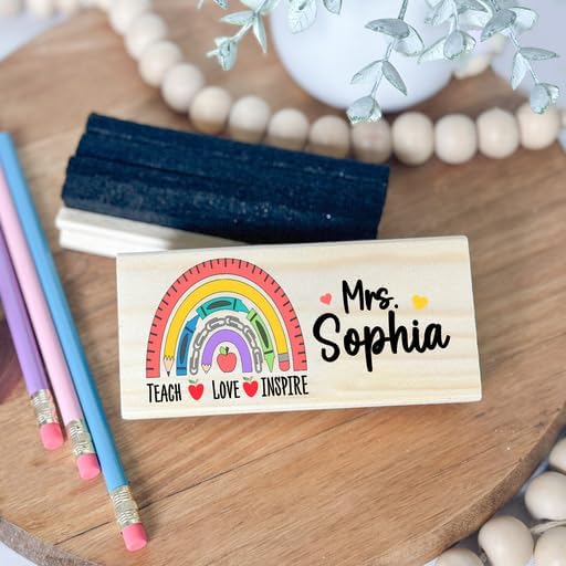 Personalized Name Chalkboard Eraser for Teachers – Dry Erase Board Cleaner –Back to School Supplies and First Day of School Gift- Custom Name