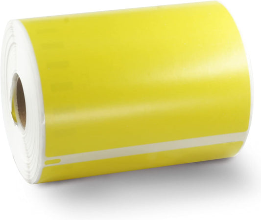 BETCKEY Colored Labels Compatible with Dymo 1744907 (4" x 6") Extra Large Shipping Labels, Compatible for Dymo LabelWriter Thermal 4XL & Zebra Desktop Printers [1 Roll, Yellow]