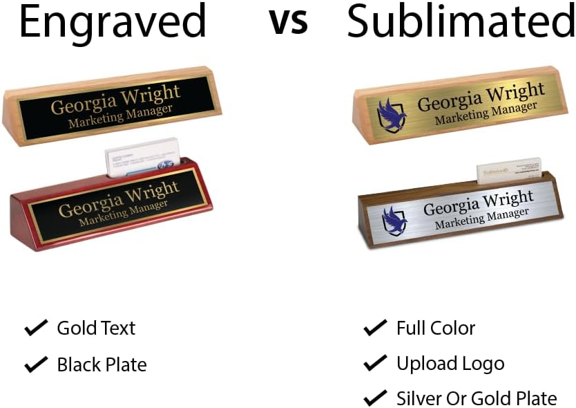 Custom Desk Wedge Name Plate - Personalized Titles and Styles (2x8 Inch, Red Piano Finish w/Name Plate)