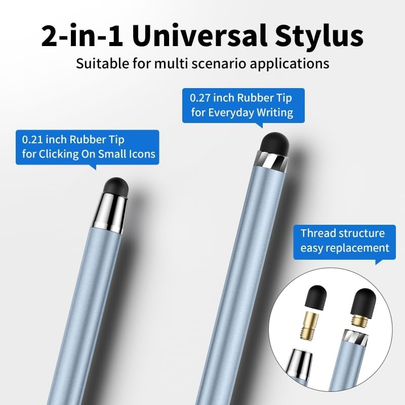 40PCS Replacement Rubber Tibs for Stylus Pen,High Sensitivity and Precisio,Universal Stylus Black Rubber Tips(0.27inch/0.21inch)
