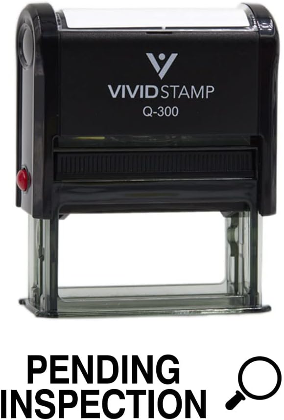 Vivid Stamp Pending Inspection Business Self-Inking Rubber Stamps (Black Ink) - Q-200 (2 Pack)