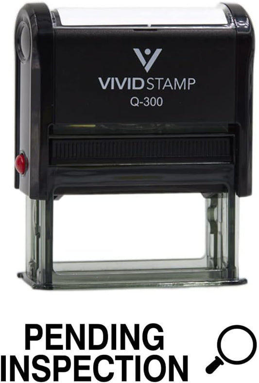 Vivid Stamp Pending Inspection Business Self-Inking Rubber Stamps (Black Ink) - Q-300 (5 Pack)