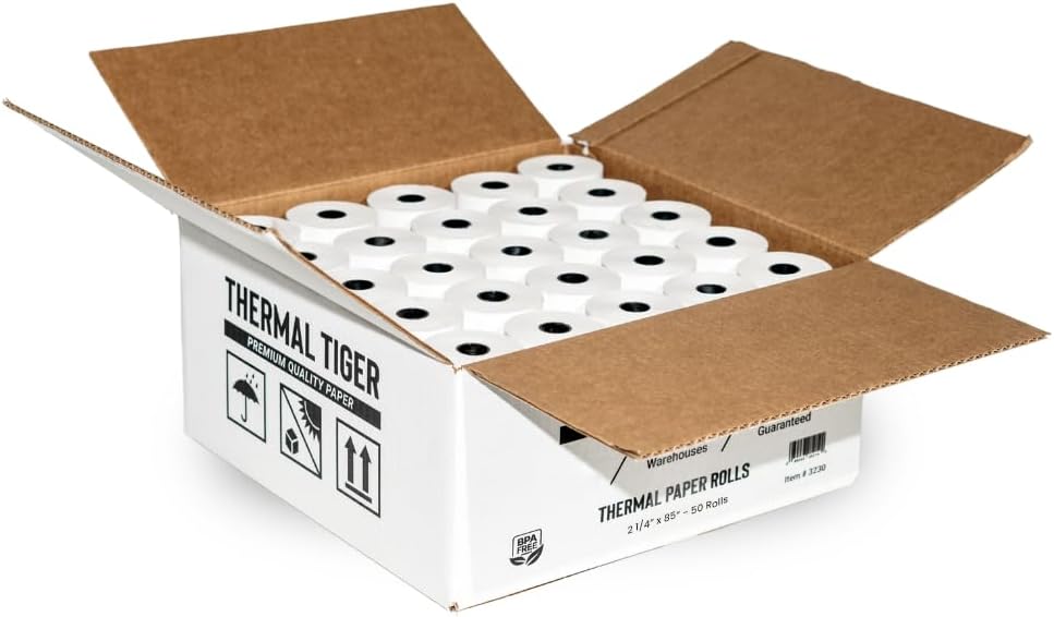 2 1/4 X 85 Thermal Paper Rolls (50 Rolls/Box) – BPA-Free Rolls for POS Systems, Cash Registers & Credit Card Machines