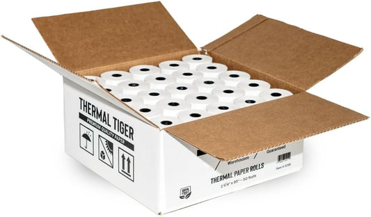 2 1/4 X 85 Thermal Paper Rolls (50 Rolls/Box) – BPA-Free Rolls for POS Systems, Cash Registers & Credit Card Machines