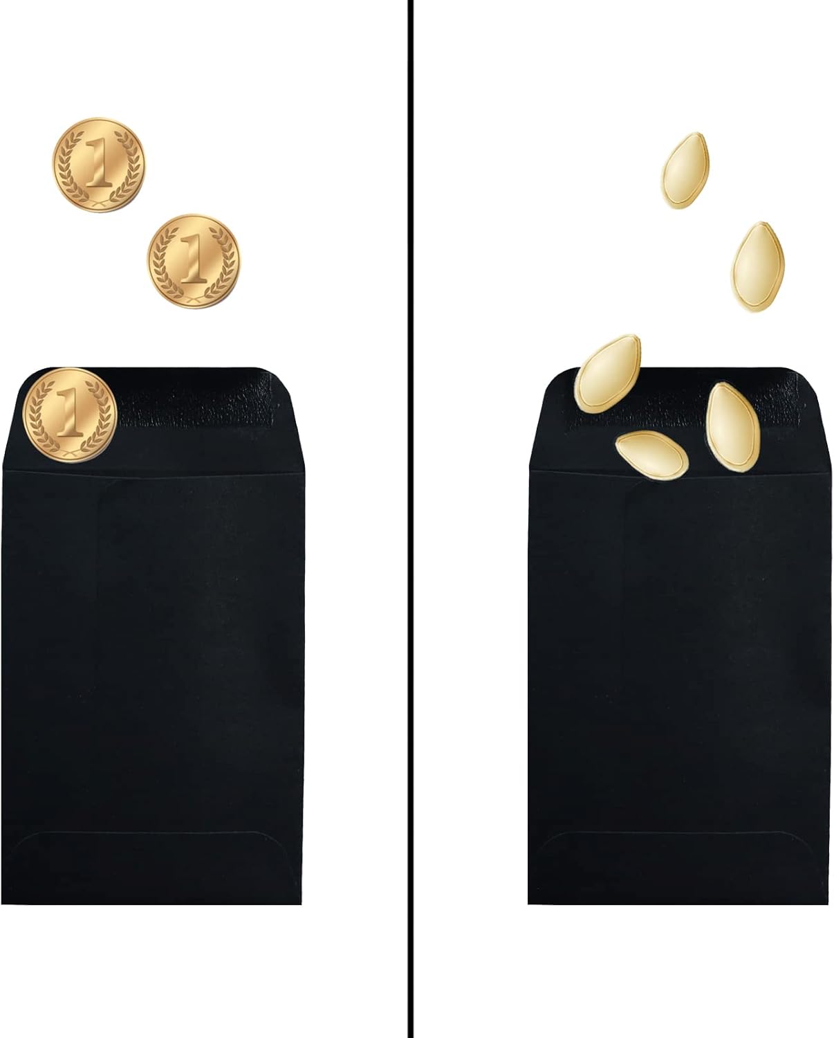 200 Pack #1 Black Coin Envelope 2.25 X 3.5 inches Kraft Envelopes Classic Small Parts Envelopes with Self Adhesive Gummed Flap for Coins Cash Credit Cards Seeds