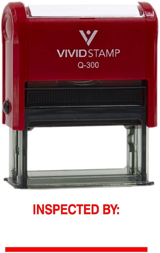 Vivid Stamp Inspected by____ Business Self-Inking Rubber Stamps (Red Ink) - Q-200