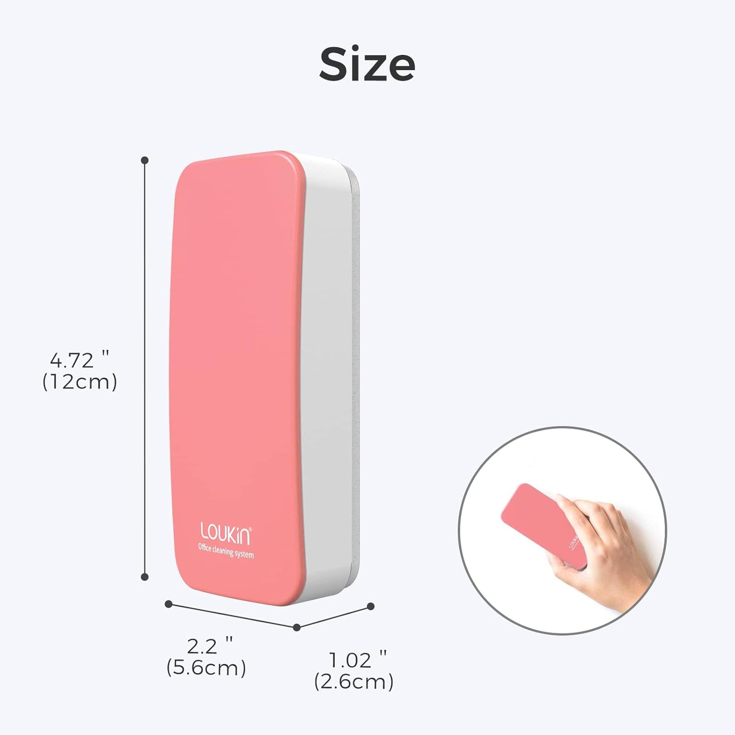 loukin 2 Pack Magnetic Dry Erase Eraser, Whiteboard Eraser, Glass Board Remover, 3.4 fl oz Whiteboard Cleaner * 2 Included, for Classroom, Home and Office Use (Pink)