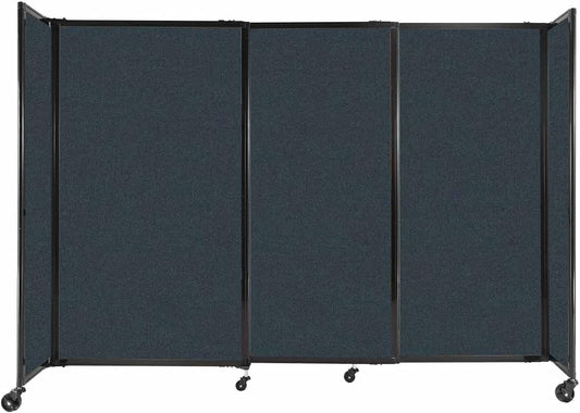 Versare Straightwall Sliding Portable Wall Partition | Freestanding Office Dividers | Locking Wheels | Temporary Room Separator | 7'2" Wide x 5' Tall Blue Spruce Fabric Panels