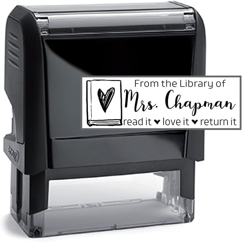 Custom Self-Inking Stamps (from The Library of Books) | Xtra Wide Range of 49 Fun Phrases | Grading Ready | Classroom, Library Book Stamps