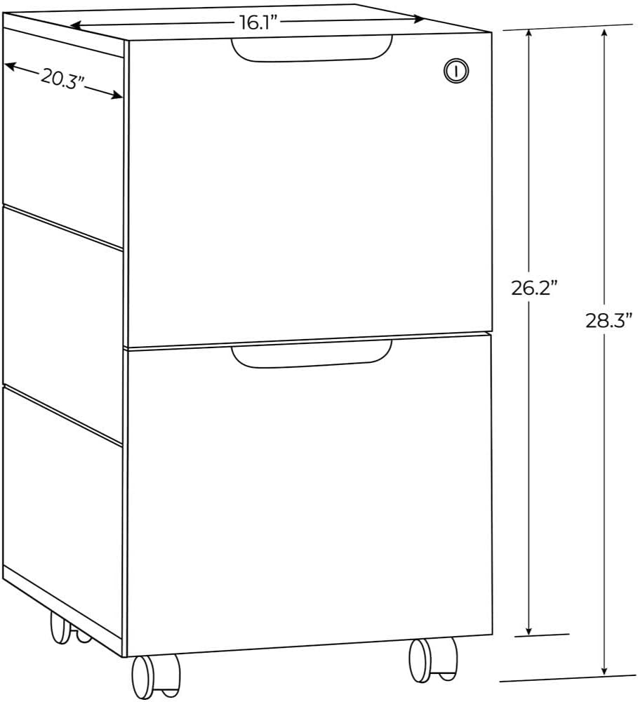 ZURI Hayes Modern 2 Drawer Mobile Legal and Letter Filling Pedestal - White