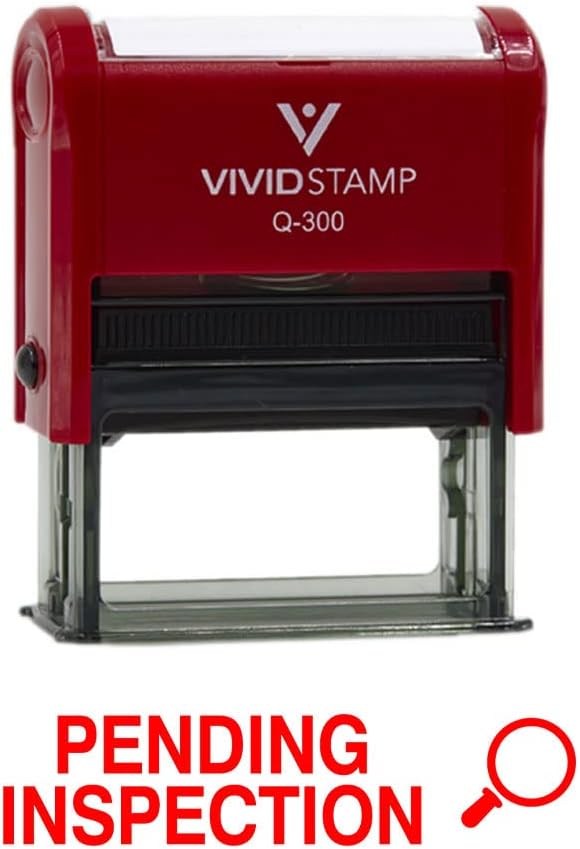 Vivid Stamp Pending Inspection Business Self-Inking Rubber Stamps (Red Ink) - Q-300 (5 Pack)