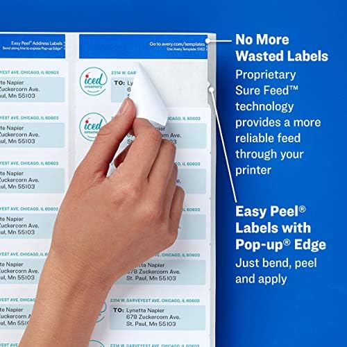 Avery Mailing Address Labels, Laser Printers, 40,000 Labels, 1/2 x 1-3/4, Permanent Adhesive, Easy Peel (5 Packs 5167)