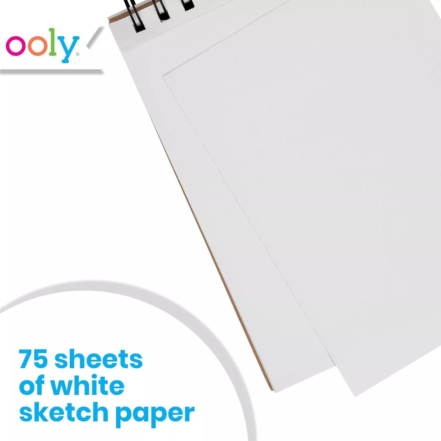 OOLY DIY Cover Small Sketchbook, 5 x 7.5 Inches, White Paper Sketchbook, Drawing Book for Kids, Adults and Artists, Great Drawing Pad for Gel Pens, White Pencils, Back to School Supplies