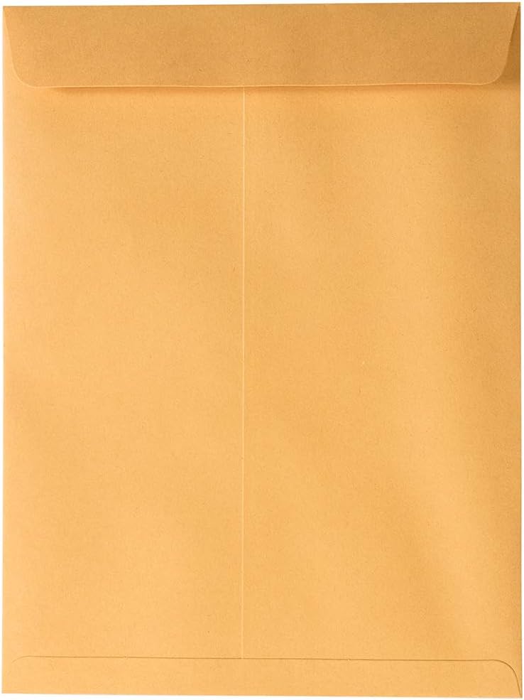 JAM PAPER 9 x 12 Open End Catalog Premium Envelopes with Peel and Seal Closure - Brown Kraft Manila - Bulk 500/Carton