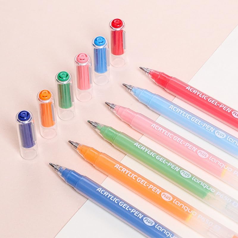 Acrylic Gel Pens for Coloring Books, Quick Dry 6 Pcs 1.0mm Fine Point Gel Marker Pen for Drawing, Journaling Art, School Supplies, Nordic Blue