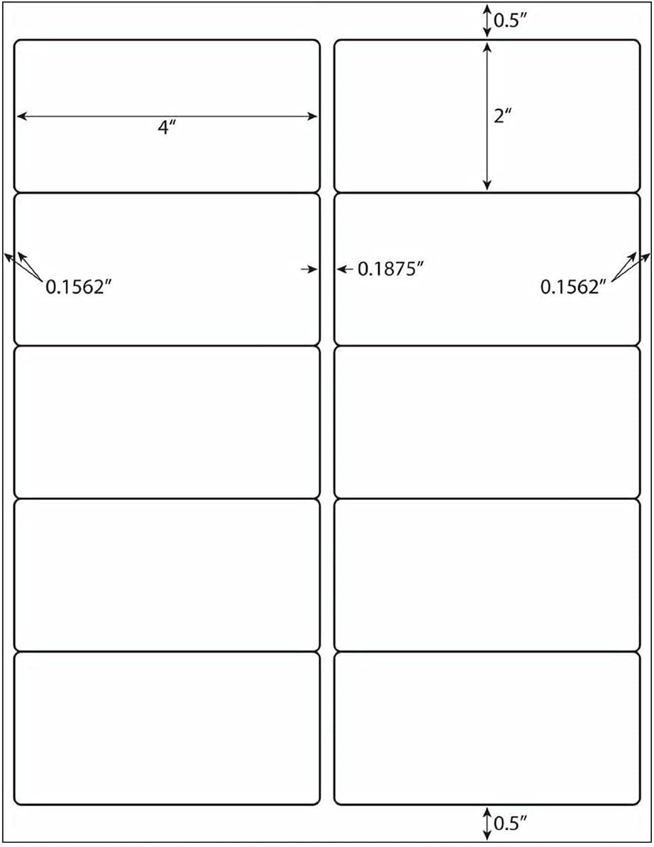 10up 500 Sheets Sticker Labels Compatible Laser/Ink Jet Shipping Labels, 2" X 4" Labels for Shipping/Mailing (5000 Labels)