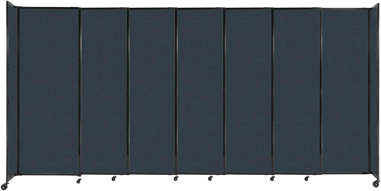Versare Straightwall Sliding Portable Wall Partition | Freestanding Office Dividers | Locking Wheels | Temporary Room Separator | 15'6" Wide x 7'6" Tall Blue Spruce Fabric Panels