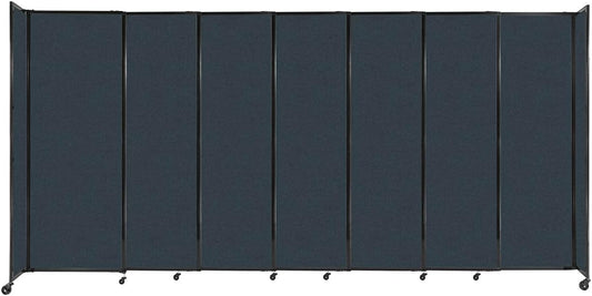 Versare Straightwall Sliding Portable Wall Partition | Freestanding Office Dividers | Locking Wheels | Temporary Room Separator | 15'6" Wide x 7'6" Tall Blue Spruce Fabric Panels