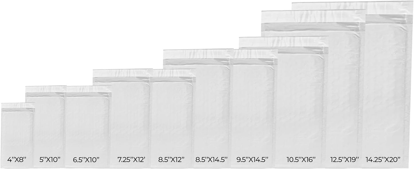 500-Pack Waterproof Poly Bubble Mailers 5 x10 - Thick, Durable, Instant Seal Envelopes with Strong Adhesive - Protective Shipping Mailers for Jewelry, Cosmetics, SD Cards, USB Cables