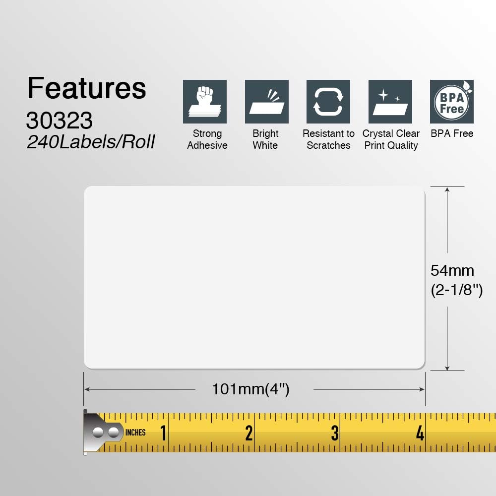 BETCKEY Colored Labels Compatible with Dymo 30323 (2-1/8" x 4") Name Badge Labels, Compatible for Dymo LabelWriter Thermal 450, 4XL & Zebra Desktop Printers [6 Rolls, 1320 Labelss, Yellow]