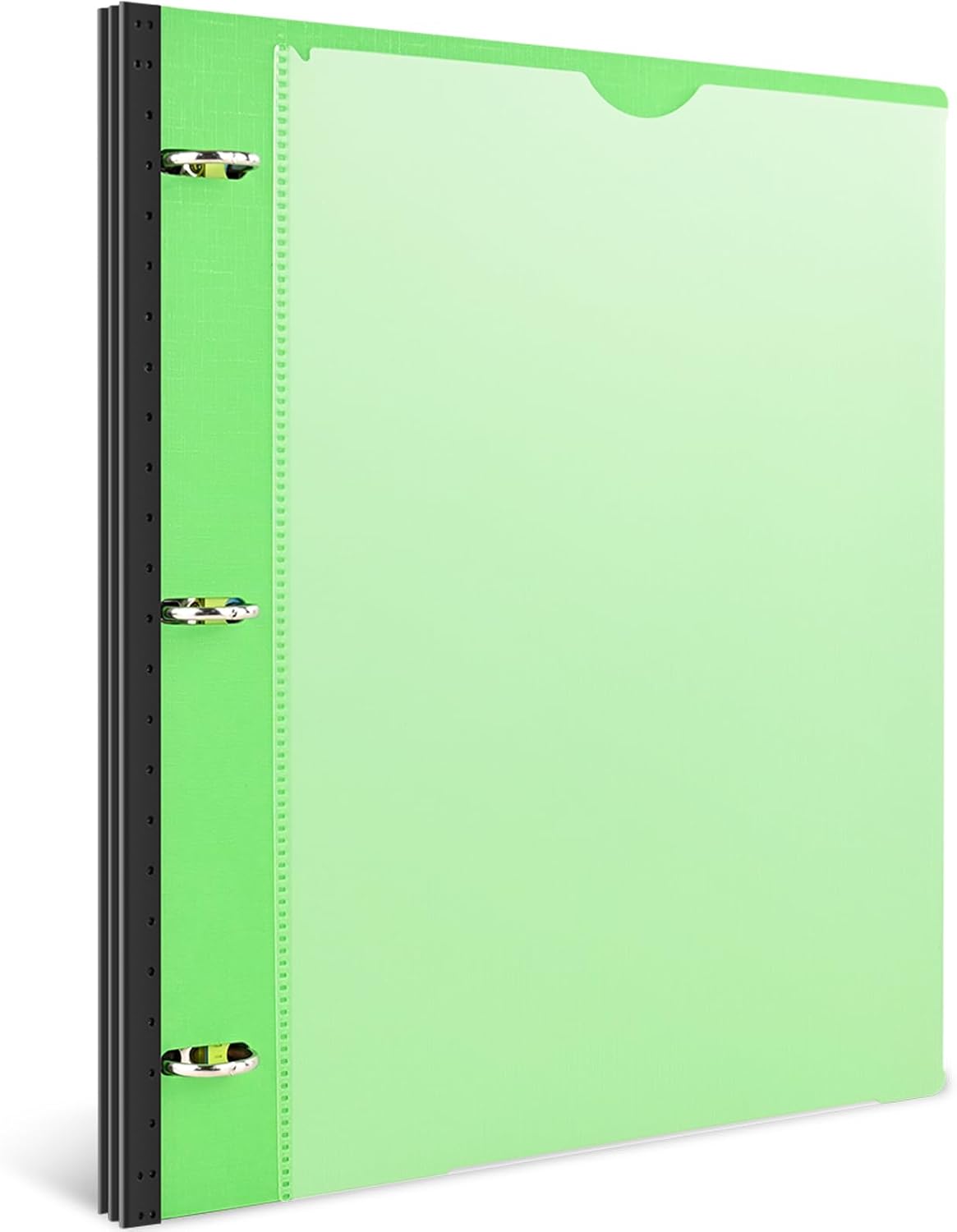 INFUN 1 Inch Telescoping 3 Ring Binder - 1PCS,Flexible Round Binder with Customizable Front Cover and Clear Catalog Pocket, 1 Inch Rings, 225 Sheet Capacity- Green