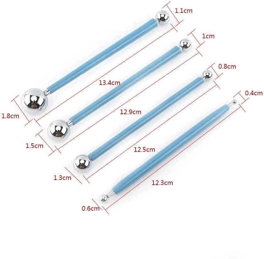 4 Pcs Modeling Ball Tools Double Ended 8 Ball Stainless Steel Dotting Modeling Tools Clay Indentation DIY Ceramics Pottery Carving Tool Embossing Sculpting Set