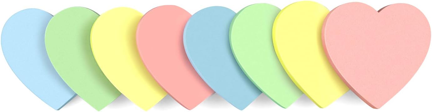 Heart Shape Sticky Notes 4 Color Pastel Colorful Sticky Pad 75 Sheets/Pad Self-Sticky Note Pads
