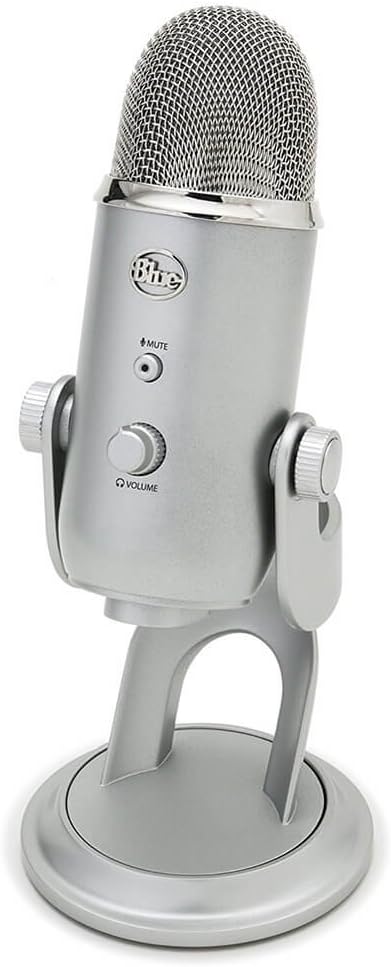 Logitech Creators Blue Yeti USB Microphone for Gaming, Streaming, Podcast, YouTube, Discord, PC, Studio Sound, Plug & Play-Silver