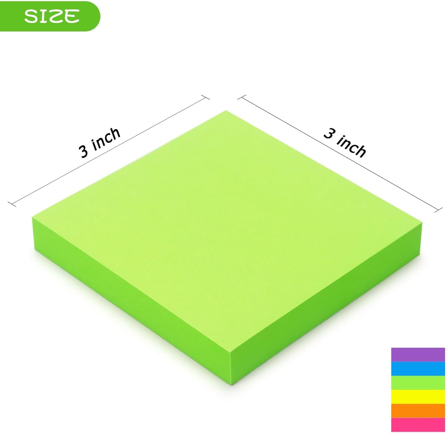 Early Buy Sticky Notes 6 Bright Color 12 Pads Self-Stick Notes 3 in x 3 in, 100 Sheets/Pad